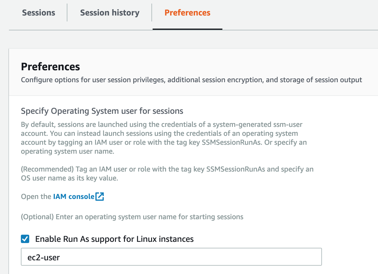 The Enable Run As option in Session Manager preferences.