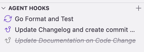 3 states of a hook, running, waiting for manual action, and disabled