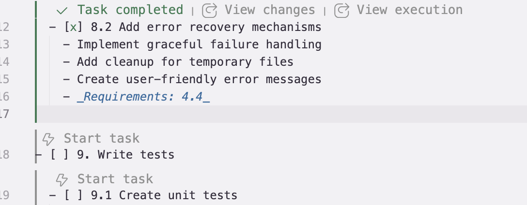 An overview of tasks, showing the start task triggers