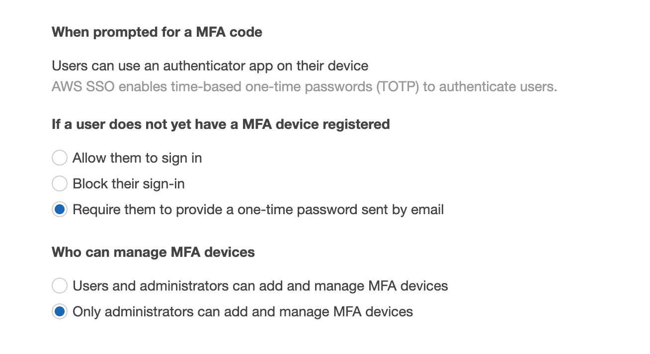 The new MFA device settings within SSO